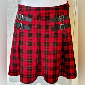 Hot Topic Red and Black Plaid A-Line Skirt